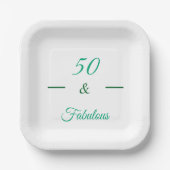 50 and Fabulous Green Birthday Party Plate  Papieren Bordje (Voorkant)