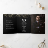 50 and fabulous Male Birthday Program with photo Drieluik Kaart (Binnen)