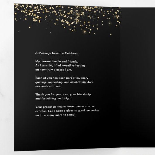 50 and fabulous Male Birthday Program with photo Drieluik Kaart (Binnenzijde eerst)