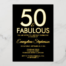 50 and Fabulous Modern Black Gold 50th Birthday