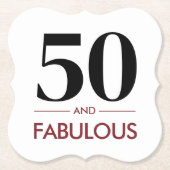 50 And Fabulous Modern Cherry Wine Birthday Saying Kartonnen Onderzetters (Voorkant)
