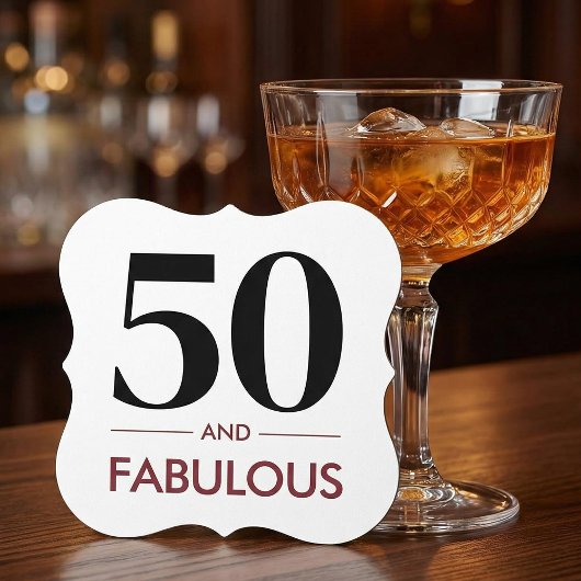 50 And Fabulous Modern Cherry Wine Birthday Saying Kartonnen Onderzetters