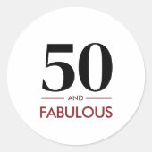50 And Fabulous Modern Cherry Wine Birthday Saying Ronde Sticker (Voorkant)