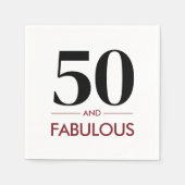 50 And Fabulous Modern Cherry Wine Birthday Saying Servet (Voorkant)