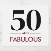50 And Fabulous Modern Cherry Wine Birthday Saying Sparkling Wijnetiket (Enkel label)