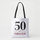 50 And Fabulous Modern Cherry Wine Birthday Saying Tote Bag (Voorkant)