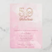 50 and Fabulous Modern Elegant Roos Gold Folie Uitnodiging (Voorkant)