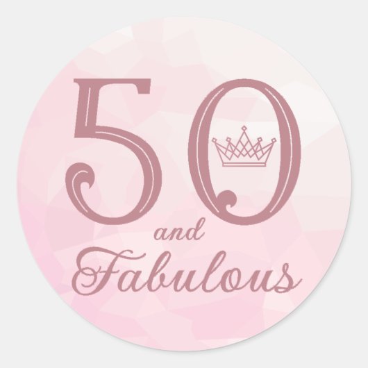 50 and Fabulous Modern Elegant Roos Gold Ronde Sticker (Voorkant)