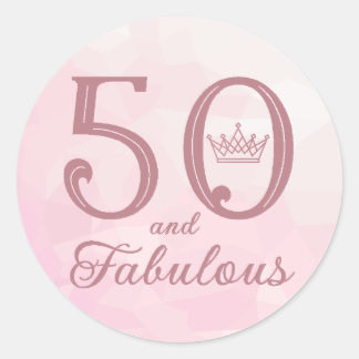 50 and Fabulous Modern Elegant Roos Gold Ronde Sticker