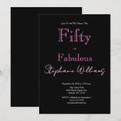 50 and Fabulous Modern Hollow Font 50th Birthday Kaart (Voorkant / Achterkant)