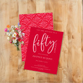 50 and Fabulous Modern Script Red Birthday Kaart
