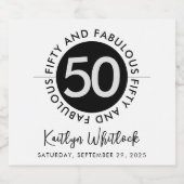 50 and Fabulous Name Date 50th Birthday Party Sparkling Wijnetiket (Enkel label)