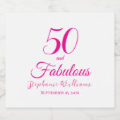50 and Fabulous Name Date 50th Birthday Party Sparkling Wijnetiket (Enkel label)