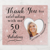 50 and Fabulous Paarse Glam Bedankt Verjaardag Sparkling Wijnetiket (Enkel label)