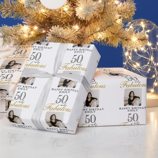 50 and Fabulous Photo 50th Birthday Cadeaupapier (Feestdagen)