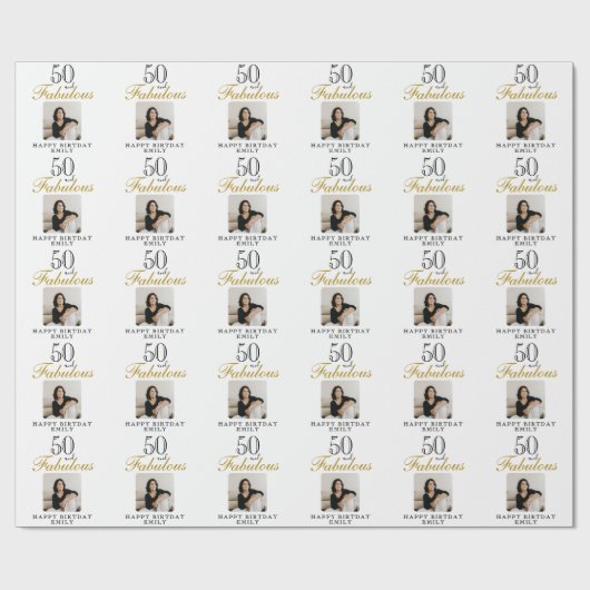50 and Fabulous Photo 50th Birthday Cadeaupapier (Vlak)