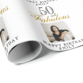50 and Fabulous Photo 50th Birthday Cadeaupapier (Rol Hoek)