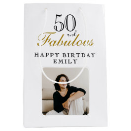 50 and Fabulous Photo 50th Birthday Medium Cadeauzakje