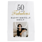 50 and Fabulous Photo 50th Birthday Medium Cadeauzakje (Achterkant)