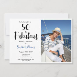 50 and Fabulous Photo 50th Birthday Party  Kaart