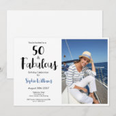 50 and Fabulous Photo 50th Birthday Party Kaart (Voorkant / Achterkant)