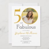 50 and Fabulous Photo 50th Birthday Party Kaart (Voorkant)