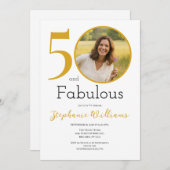 50 and Fabulous Photo 50th Birthday Party Kaart (Voorkant / Achterkant)