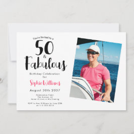 50 and Fabulous Photo 50th Birthday Party  Kaart