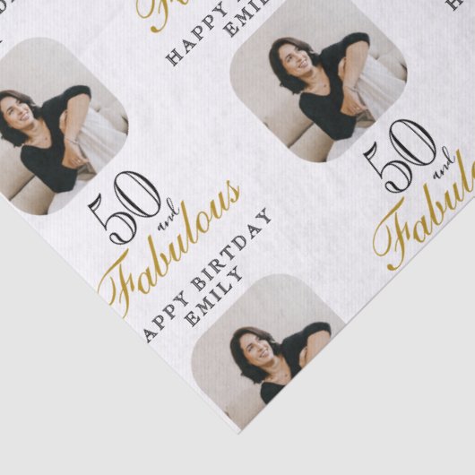 50 and Fabulous Photo 50th Birthday Tissuepapier (Detail)