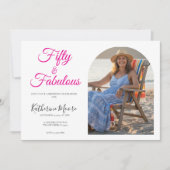 50 and Fabulous Photo Pink 50th Birthday Party  Kaart (Voorkant)