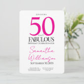 50 and Fabulous Pink | 50th Birthday Elegant  Kaart (Staand voorkant)