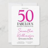 50 and Fabulous Pink | 50th Birthday Elegant  Kaart (Voorkant)