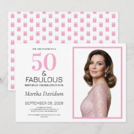 50 and Fabulous Pink 50th Birthday Kaart