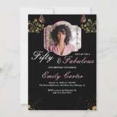 50 and Fabulous Pink 50th Birthday Party Kaart (Voorkant)