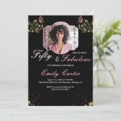 50 and Fabulous Pink 50th Birthday Party Kaart (Staand voorkant)