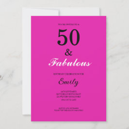 50 and Fabulous Pink Birthday Kaart