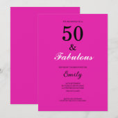 50 and Fabulous Pink Birthday Kaart (Voorkant / Achterkant)