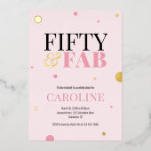 50 and Fabulous Pink Birthday Party Invitation Folie Uitnodiging (Voorkant)