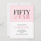 50 and Fabulous Pink Birthday Party Invitation Kaart (Voorkant)
