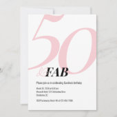 50 and Fabulous Pink Birthday Party Invitation Kaart (Voorkant)