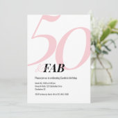 50 and Fabulous Pink Birthday Party Invitation Kaart (Staand voorkant)