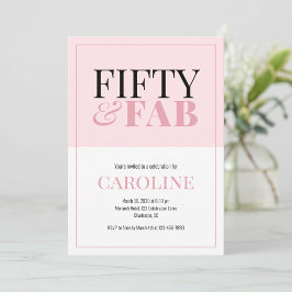 50 and Fabulous Pink Birthday Party Invitation Kaart