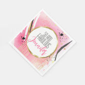 50 and Fabulous Pink Black Gold Moderne Verjaardag Servet (Hoek)