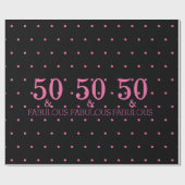 50 and Fabulous Pink Polka Dots Zwart Schattige Gi Cadeaupapier (Vlak)