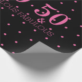 50 and Fabulous Pink Polka Dots Zwart Schattige Gi Cadeaupapier (Hoek)