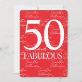 50 and Fabulous Red | 50th Birthday Elegant Simple Kaart (Achterkant)