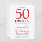 50 and Fabulous Red | 50th Birthday Elegant Simple Kaart (Voorkant)