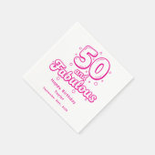 50 and Fabulous Retro Bubble Letter Birthday Pink Servet (Hoek)