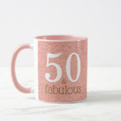 50 and Fabulous Roos Gold 50th Birthday Pink Mok (Links)