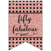 50 and Fabulous Roos Gold Glitter Black Birthday Vlaggetjes (Tweede vlag)